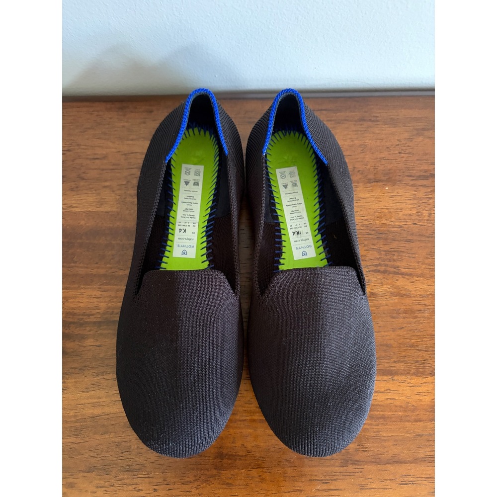 Rothy's The Loafer slip-on knit shoes black Kids Size 4 no insoles